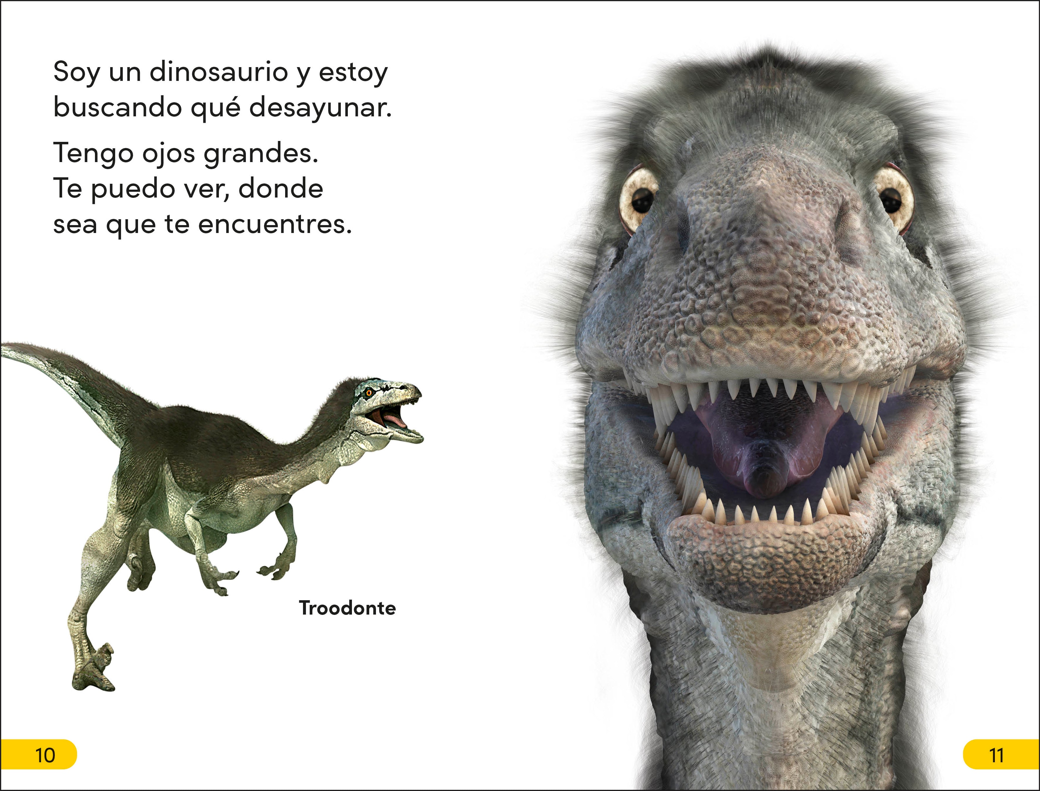 DK Super Readers Level 2 Spanish translation Dinosaur Dinners - Cena para un dinosaurio-Spread, Image, (PRHC, Design, Do, Not, Use)-1