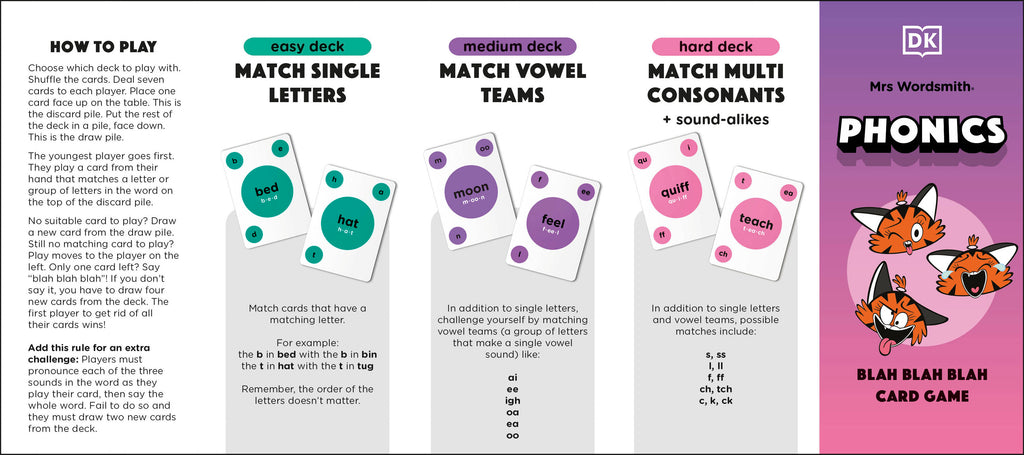 Mrs Wordsmith Phonics Blah Blah Blah Card Game, Kindergarten & Grades 1-2-Spread, Image, (PRHC, Design, Do, Not, Use)-1