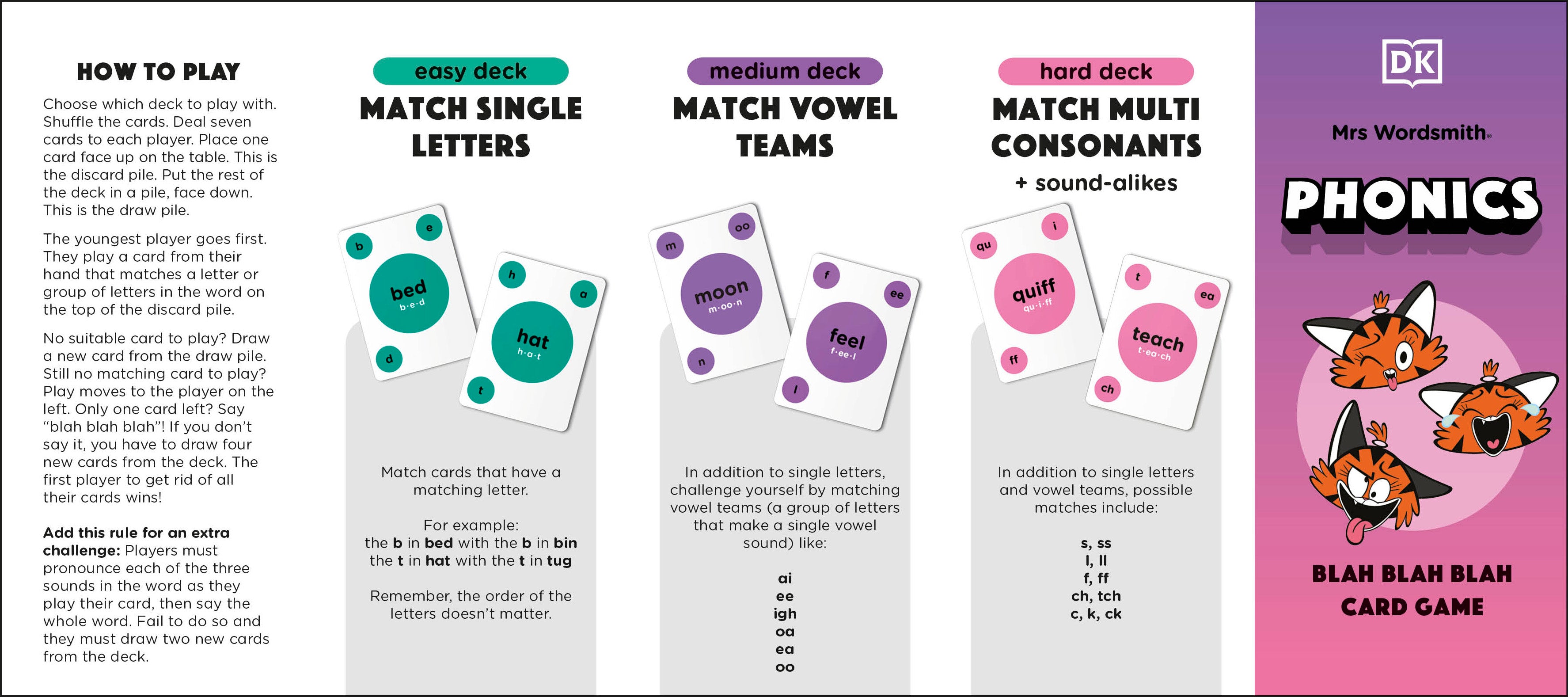 Mrs Wordsmith Phonics Blah Blah Blah Card Game, Kindergarten & Grades 1-2-Spread, Image, (PRHC, Design, Do, Not, Use)-1