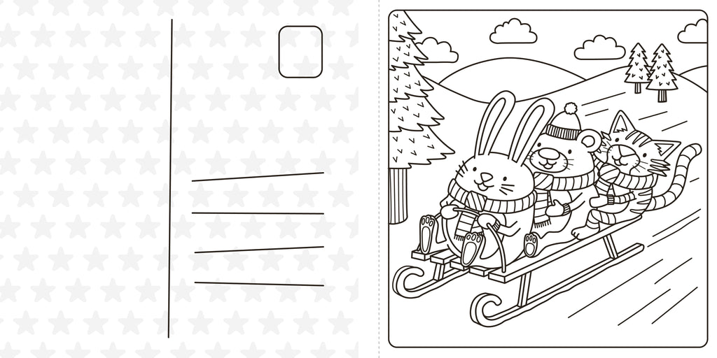 Super Cuties A Cosy Christmas Colouring Book-Spread, Image, (PRHC, Design, Do, Not, Use)-1