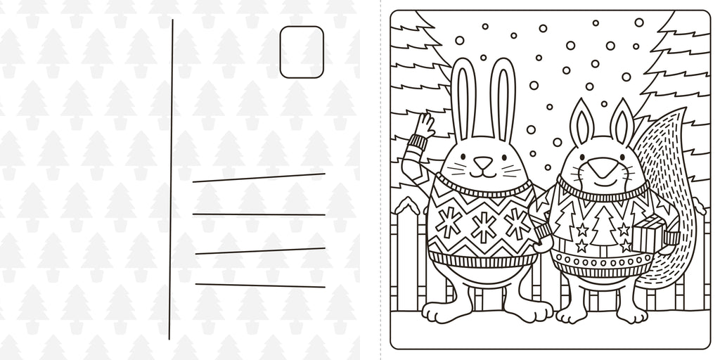 Super Cuties A Cosy Christmas Colouring Book-Spread, Image, (PRHC, Design, Do, Not, Use)-4