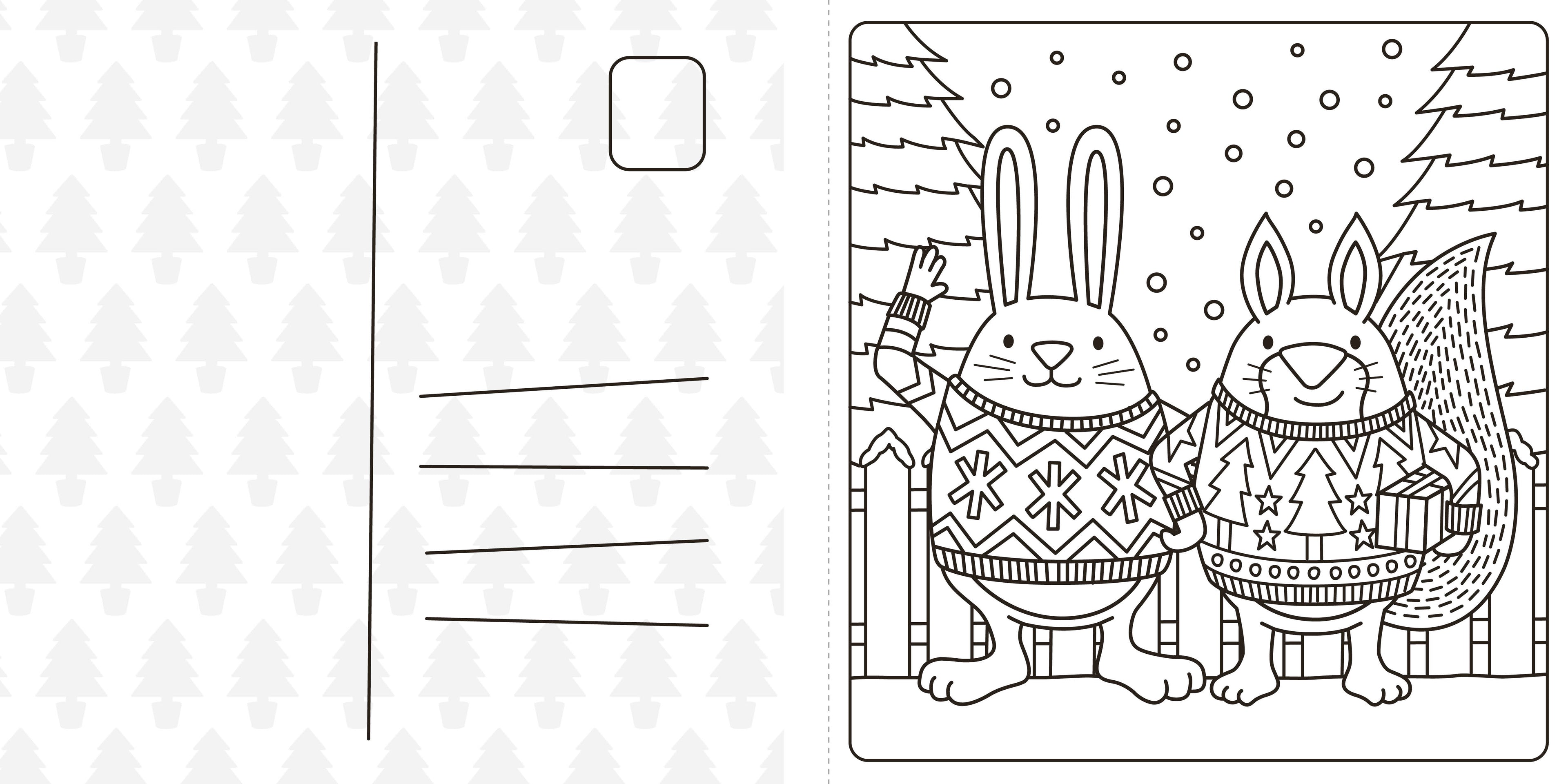 Super Cuties A Cosy Christmas Colouring Book-Spread, Image, (PRHC, Design, Do, Not, Use)-4