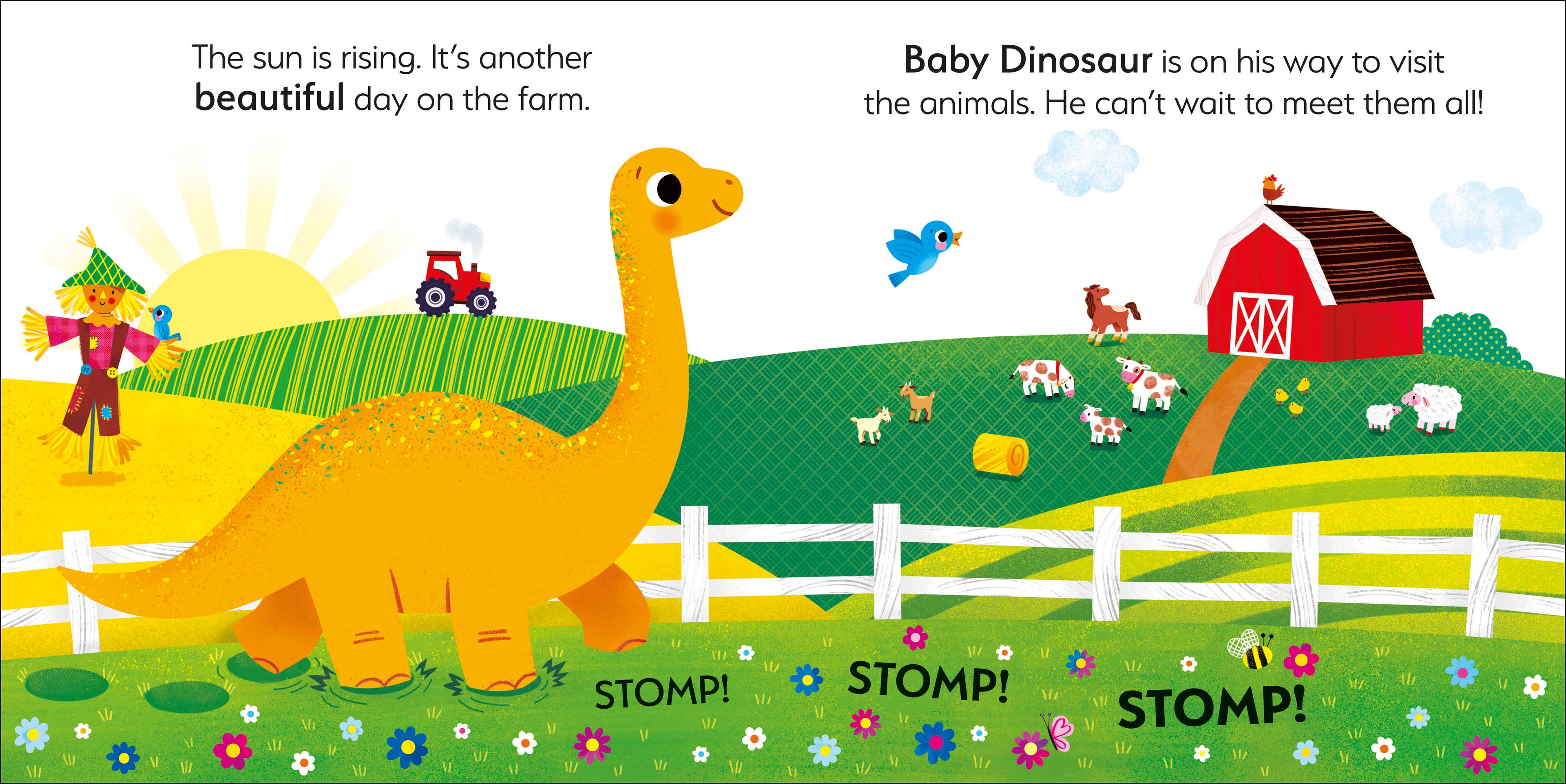 Baby Dinosaur on the Farm-Spread, Image, (PRHC, Design, Do, Not, Use)-1