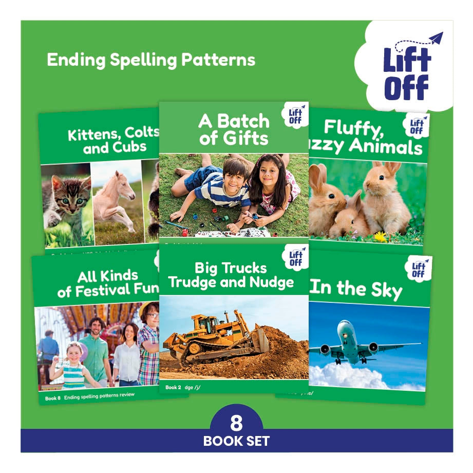 Phonic Books Lift Off Readers Ending Spelling Patterns- book cover