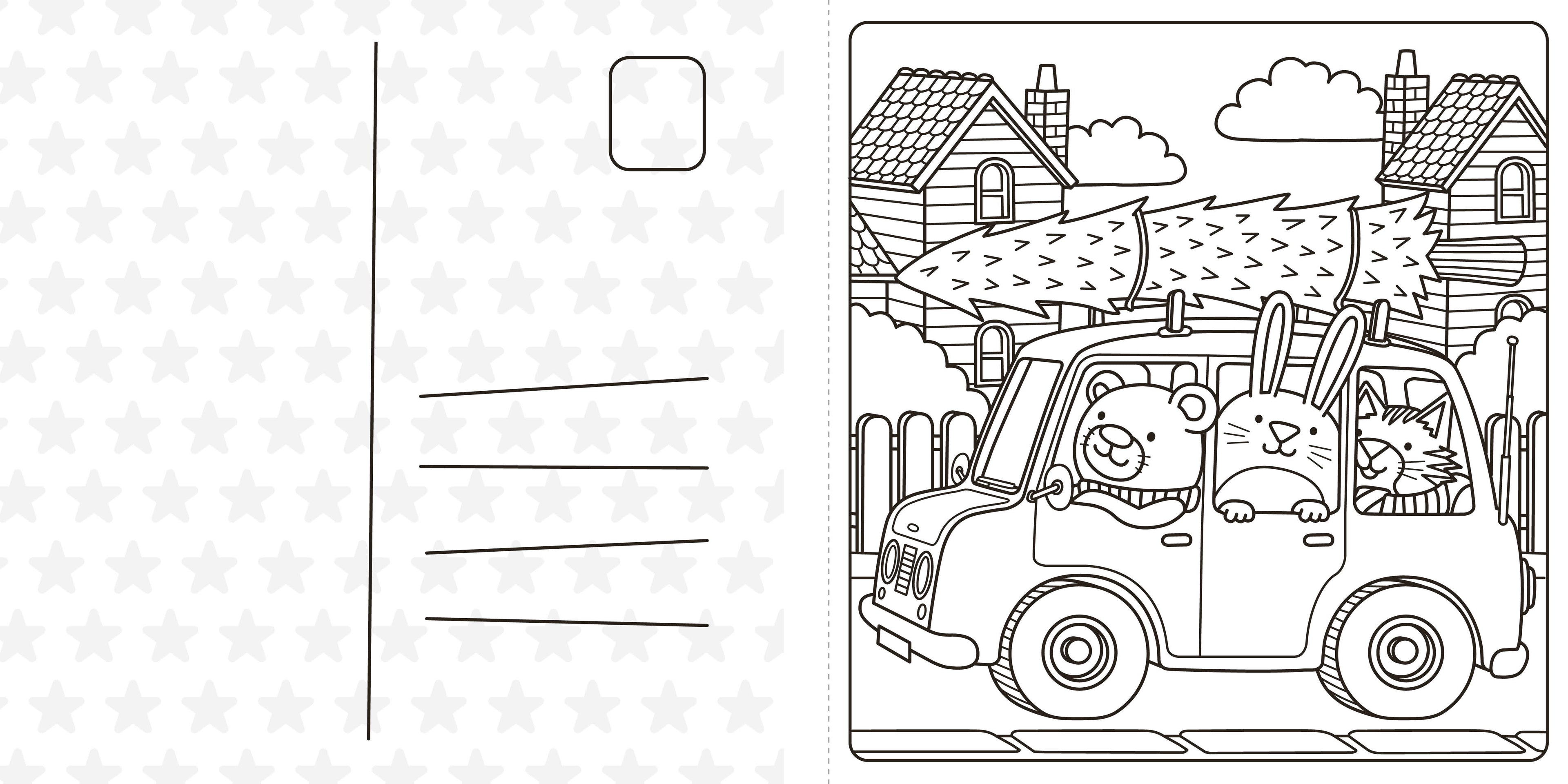 Super Cuties A Cosy Christmas Colouring Book-Spread, Image, (PRHC, Design, Do, Not, Use)-2