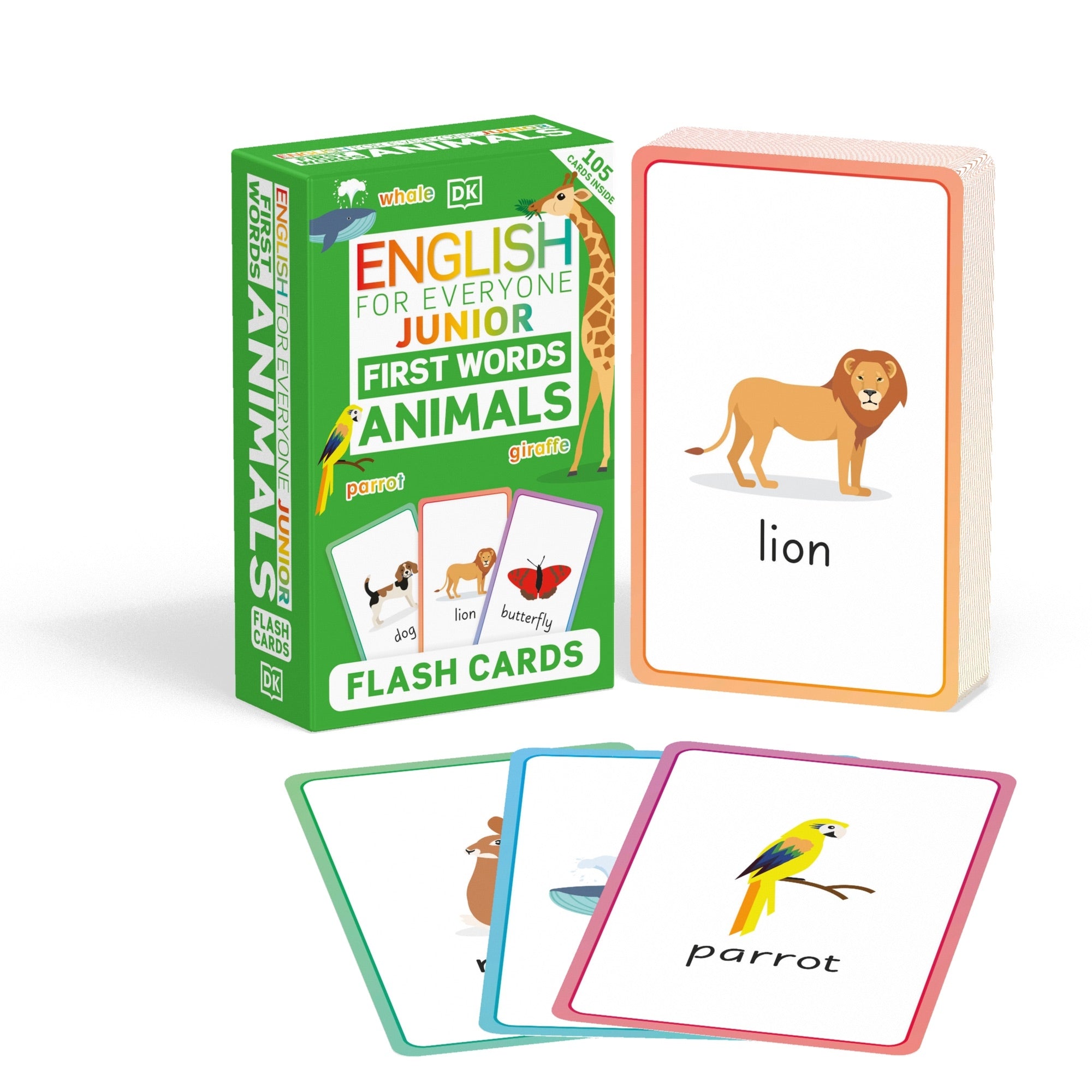 9780241603284-English for Everyone Junior First Words Animals Flash Cards-Jacket Image