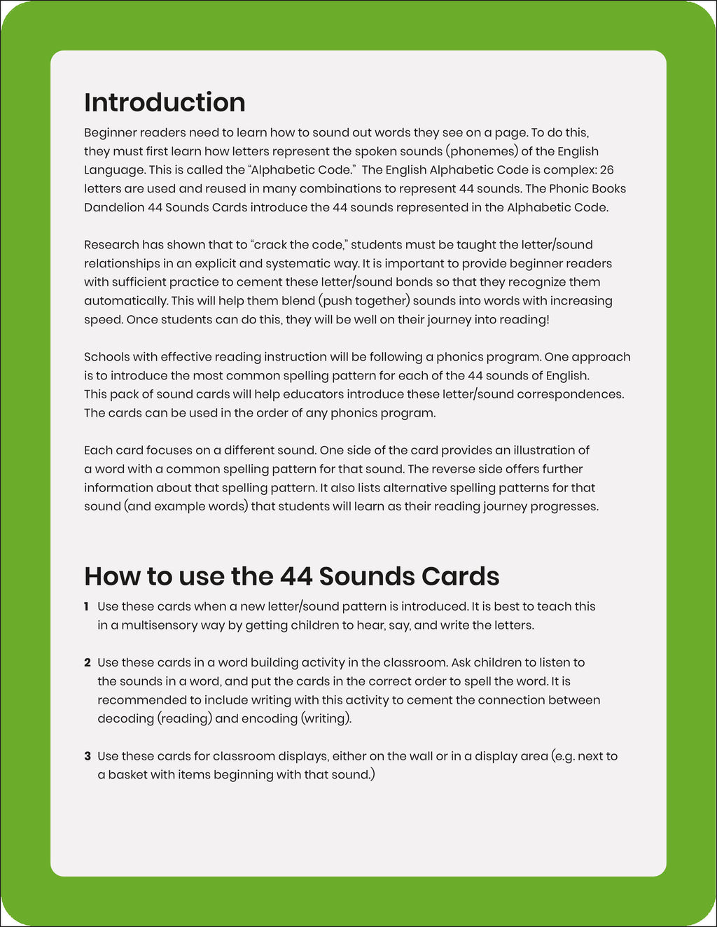 Phonic Books Dandelion 44 Sounds Cards-Spread, Image, (PRHC, Design, Do, Not, Use)-1