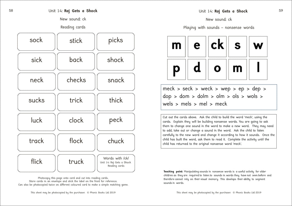 Phonic Books Dandelion Readers Reading and Writing Activities Set 2 Units 11-20