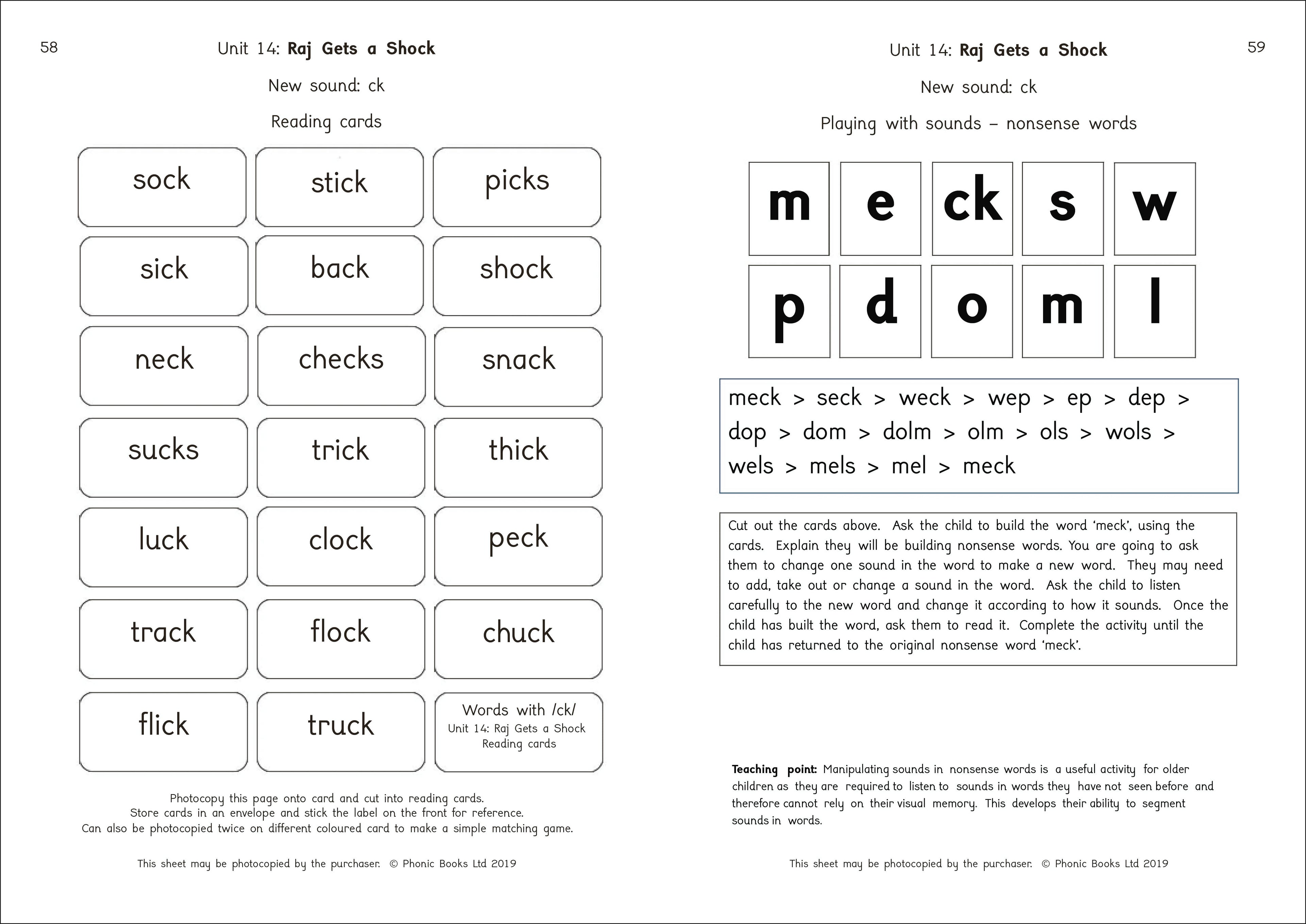 Phonic Books Dandelion Readers Reading and Writing Activities Set 2 Units 11-20