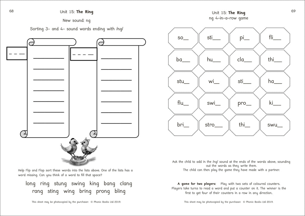 Phonic Books Dandelion Readers Reading and Writing Activities Set 1 Units 11-20