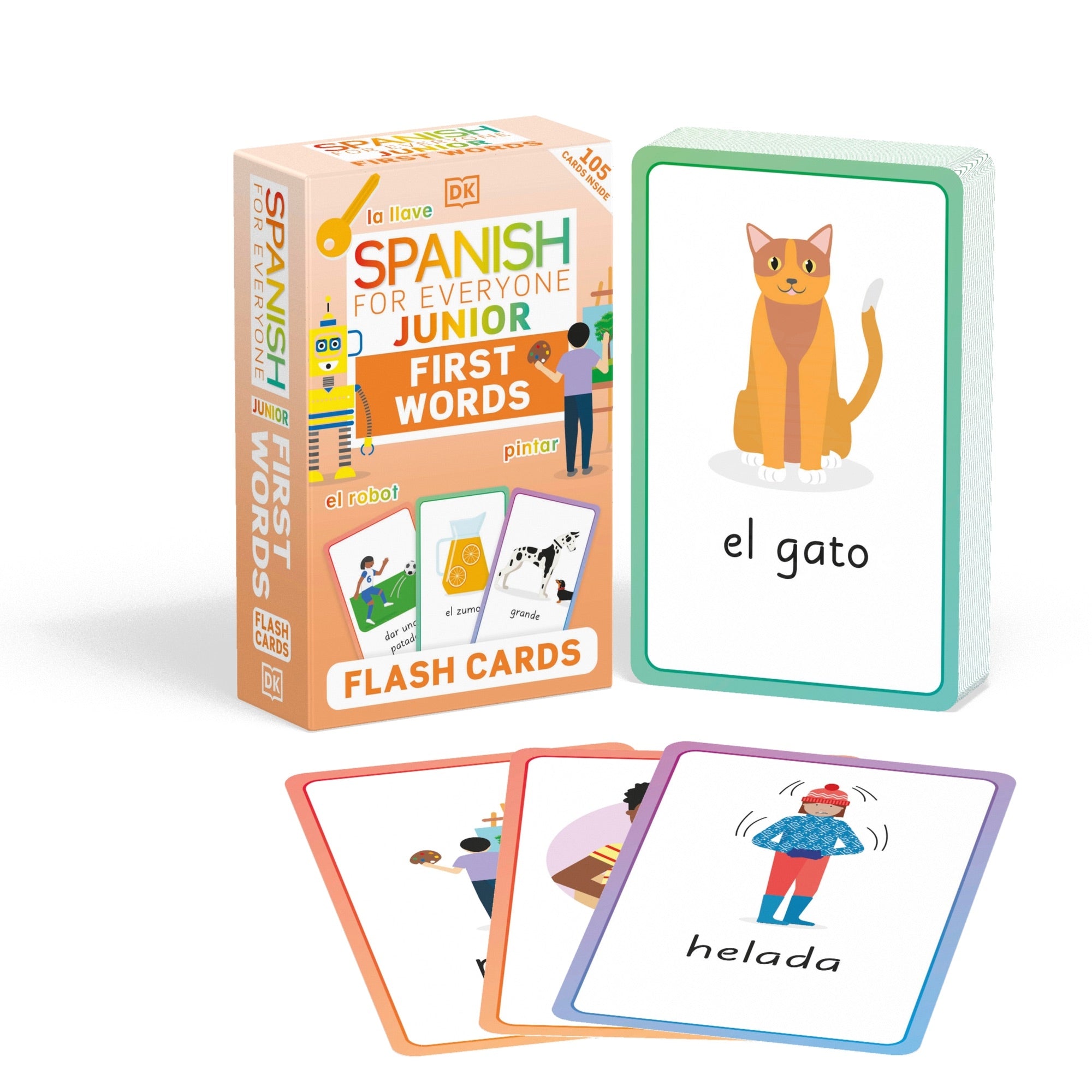 9780241601433-Spanish for Everyone Junior First Words Flash Cards-Jacket Image