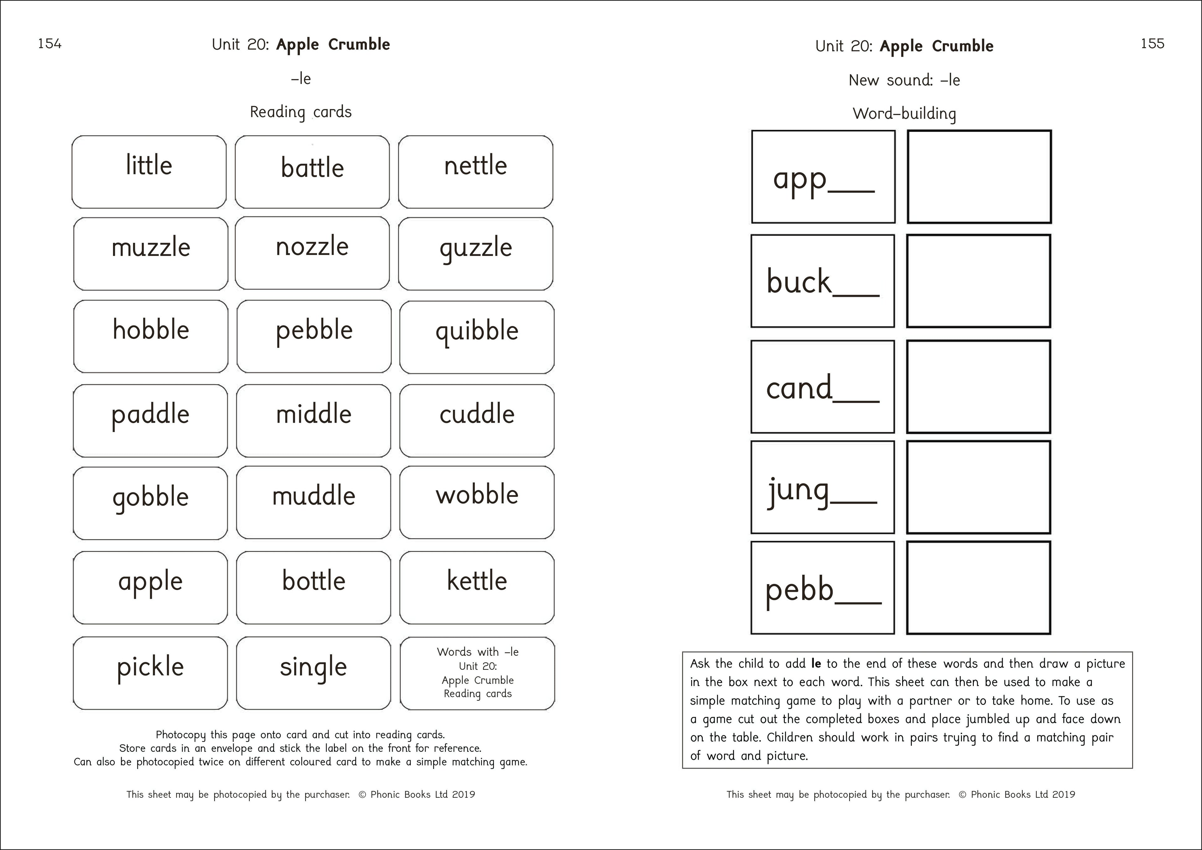 Phonic Books Dandelion Readers Reading and Writing Activities Set 2 Units 11-20