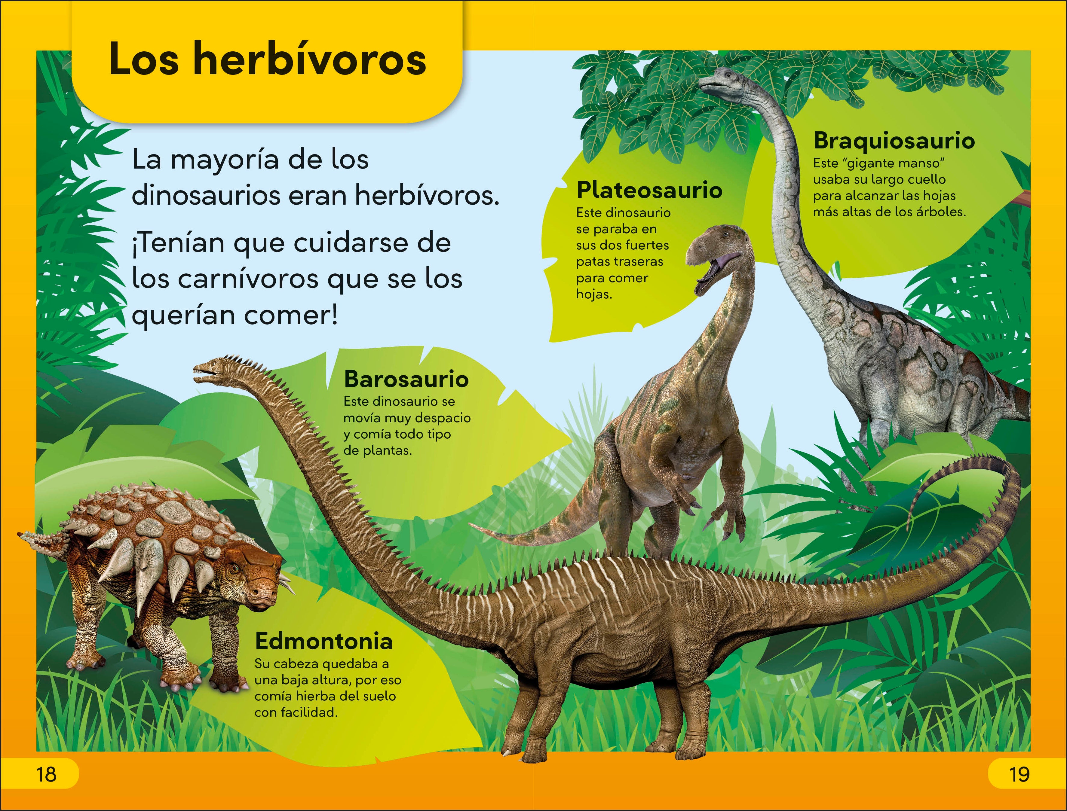 DK Super Readers Level 2 Spanish translation Dinosaur Dinners - Cena para un dinosaurio-Spread, Image, (PRHC, Design, Do, Not, Use)-3