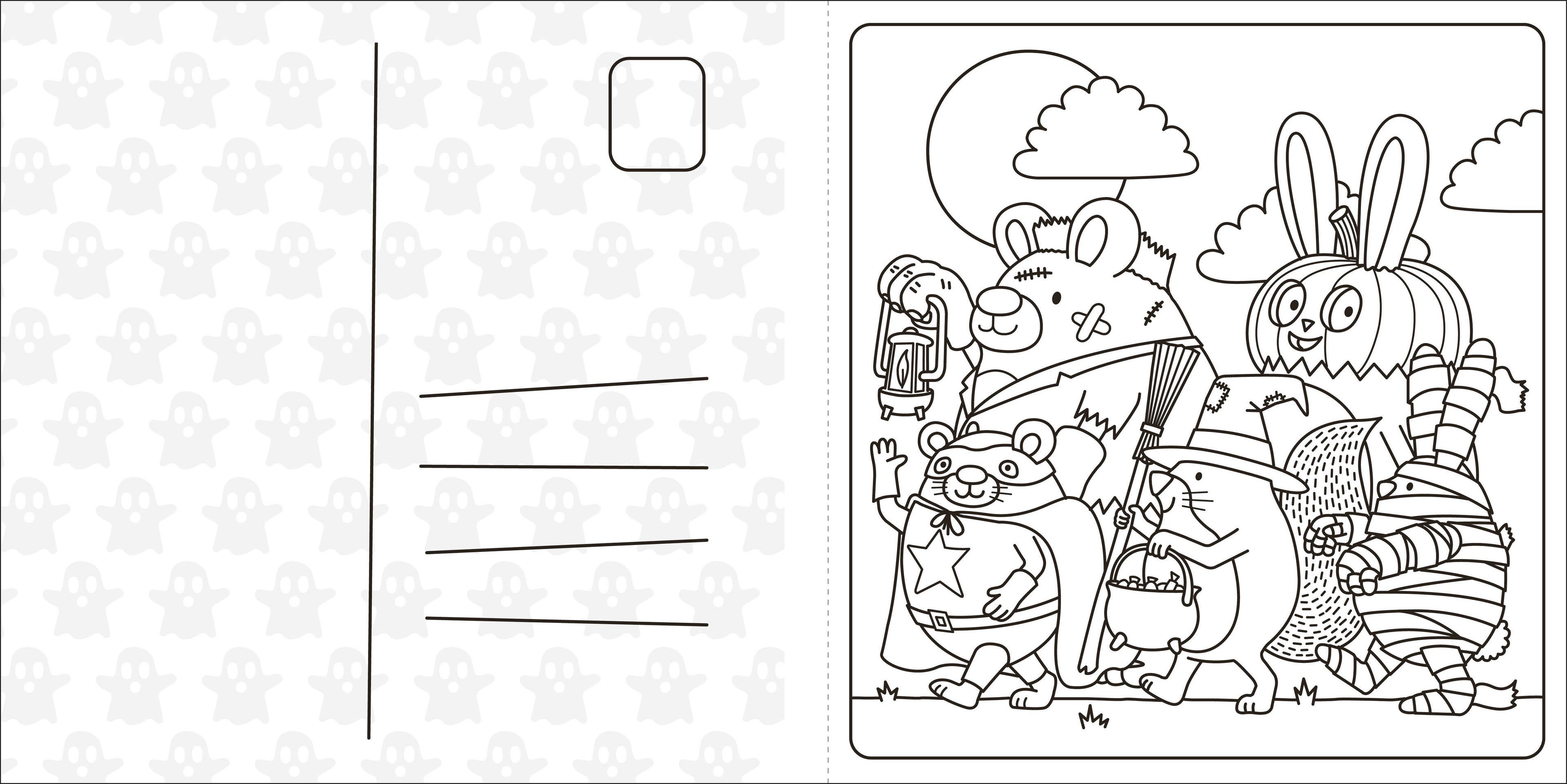 Super Cuties A Cosy Halloween Colouring Book-Spread, Image, (PRHC, Design, Do, Not, Use)-3