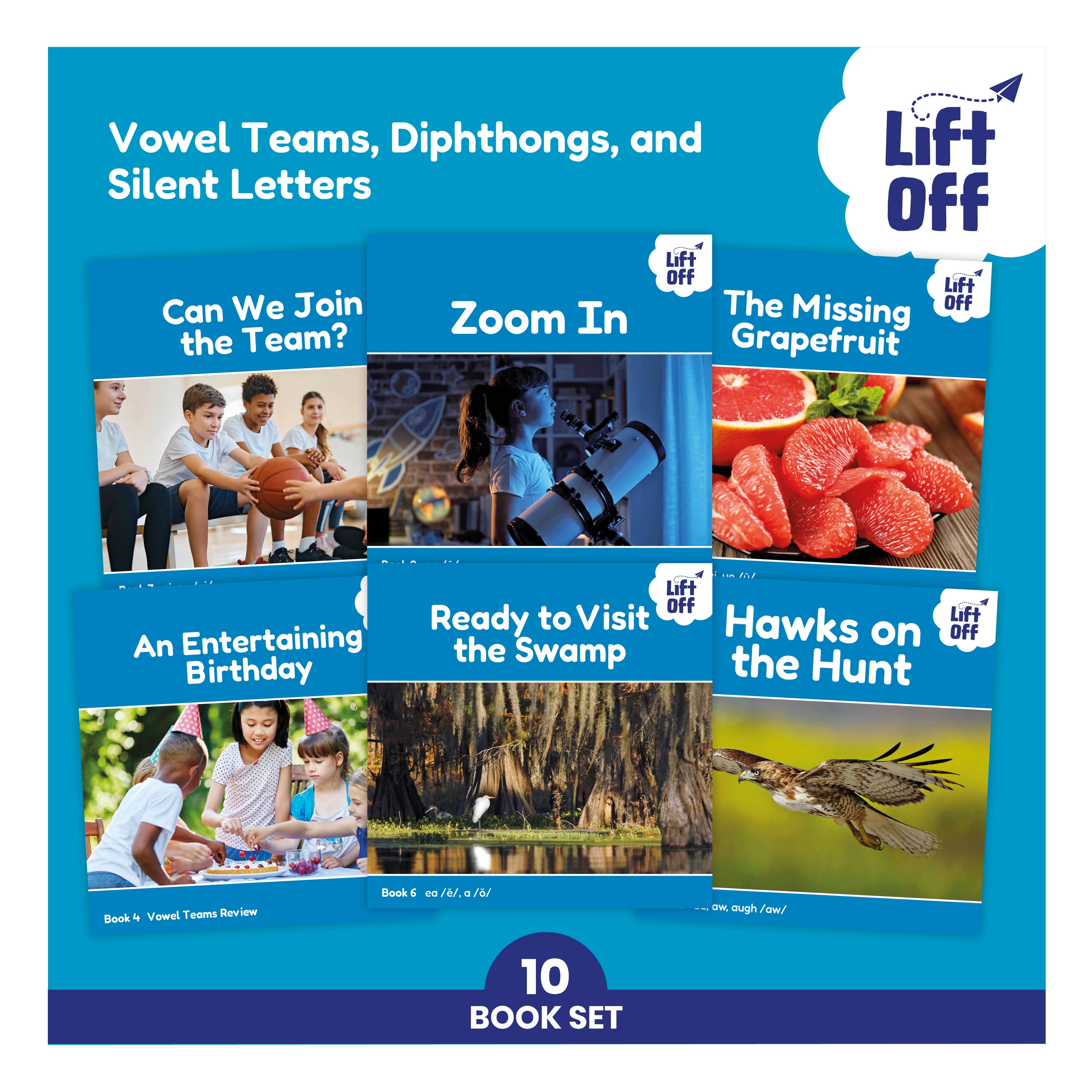 Phonic Books Lift Off Readers Vowel Teams, Diphthongs, and Silent Letters